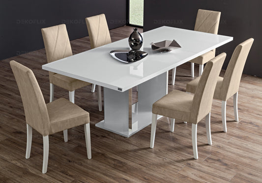 Table à Manger Blanche Extensible Design – LISA - DEKOFLIX