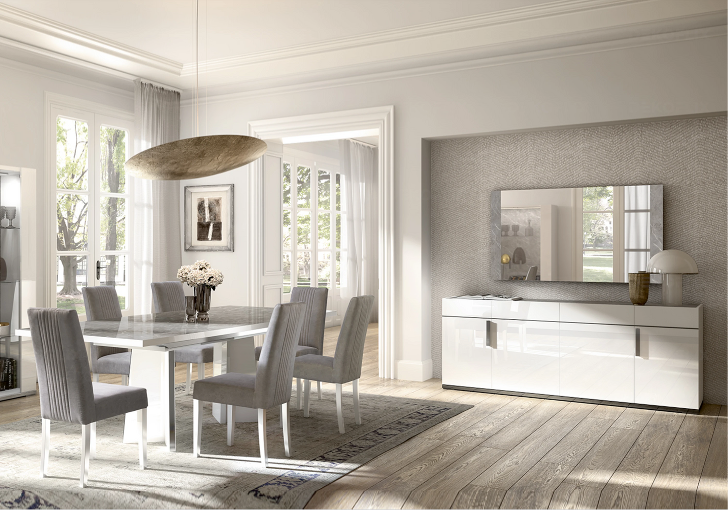 Miroir Mural Design Marbre Gris Élégant - Collection Mara