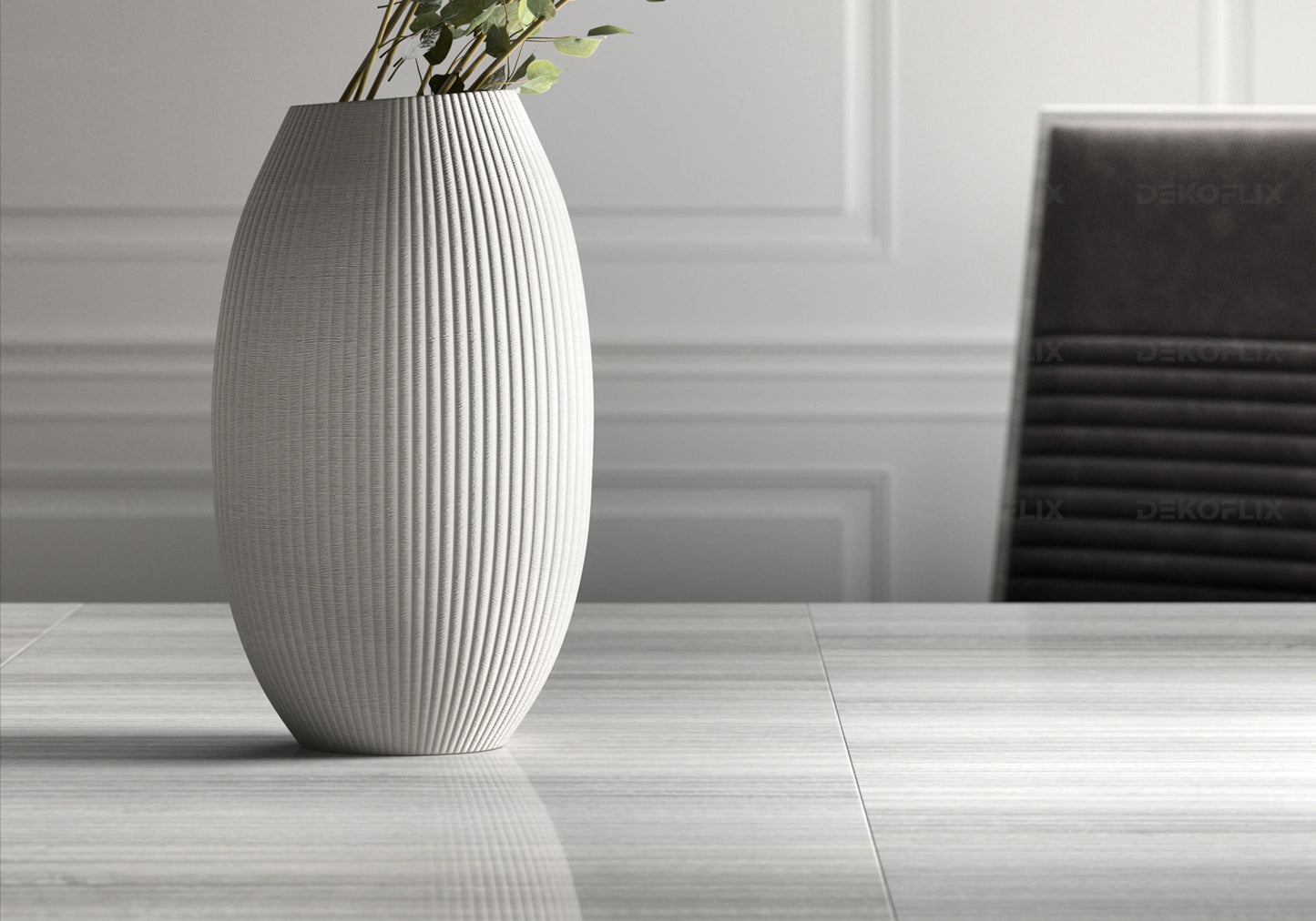 Table à Manger Gris Argent, Élégance Sculpturale - Collection Mia - DEKOFLIX