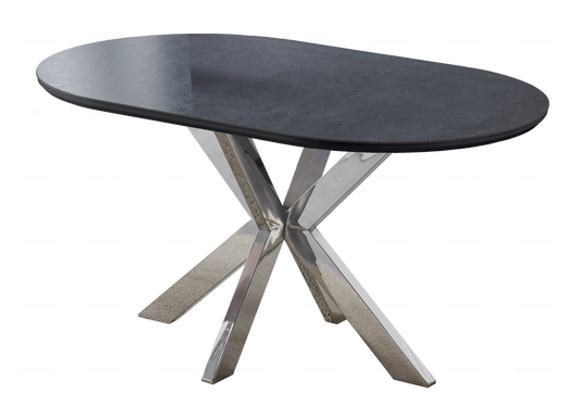 Table à manger argentée céramique noire OTHO - DEKOFLIX
