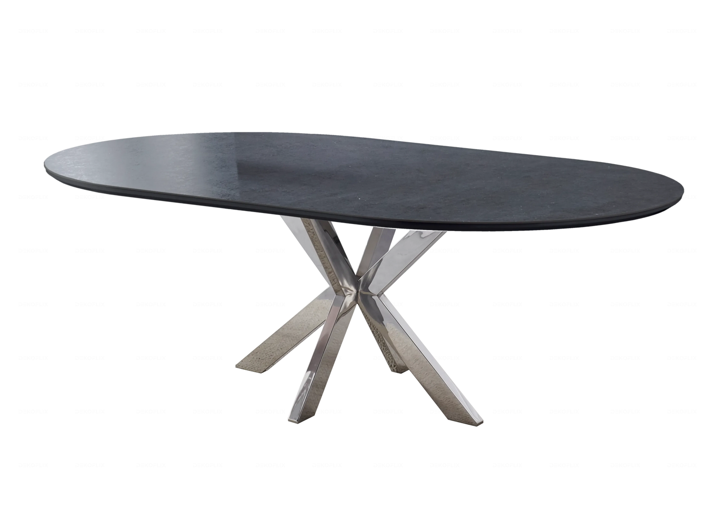 Table à manger argentée céramique noire OTHO