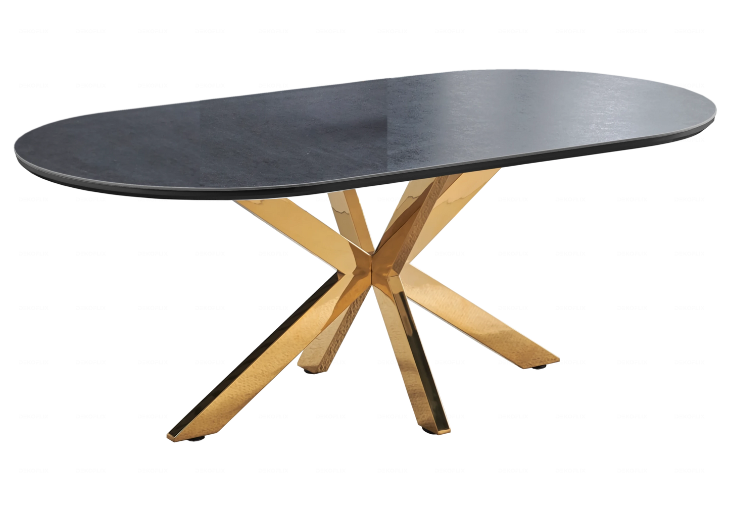 Table à manger dorée céramique noire OTHO - DEKOFLIX