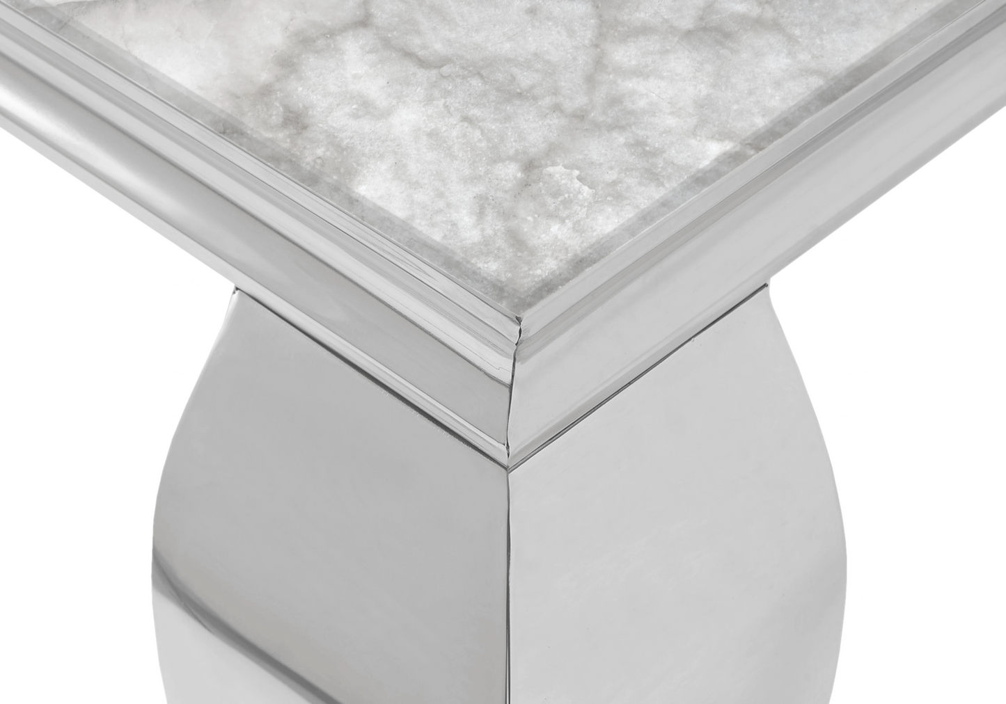 Table à manger marbre beige pied argent – NEO