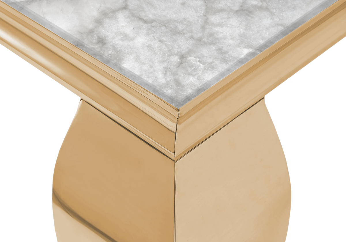 Console d'entrée design marbre beige or - Neo