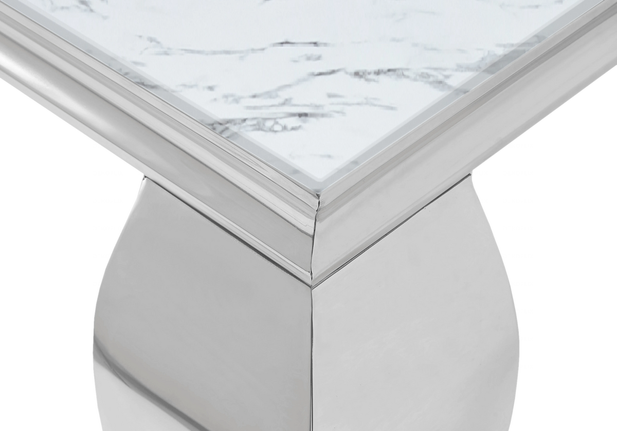 Table basse rectangulaire marbre blanc argent - Neo
