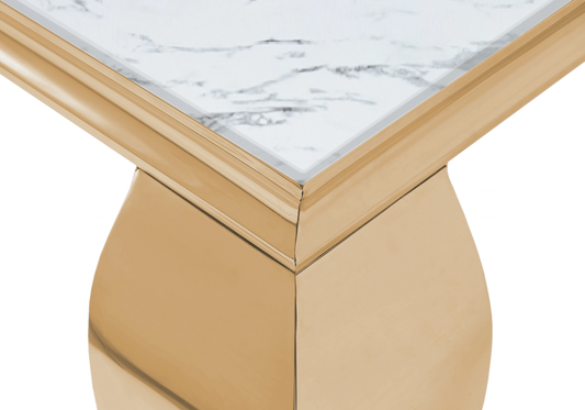 Meuble TV marbre blanc design doré – Neo