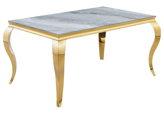 Table à manger marbre gris pied doré – NEO