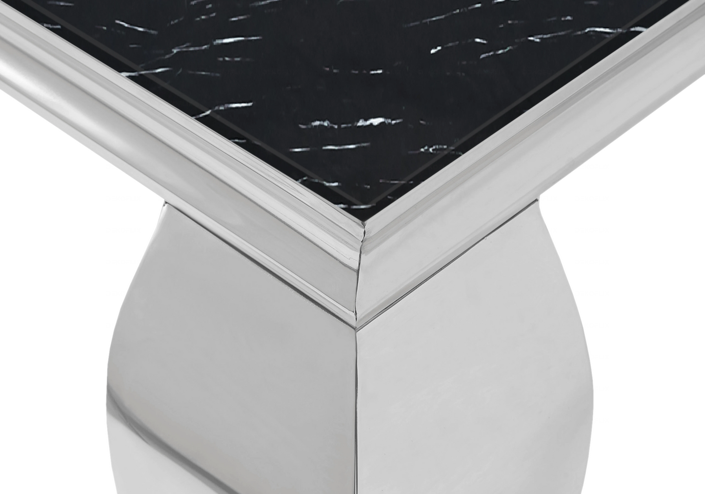 Table marbre noir et chaises velours noir argent - NEO