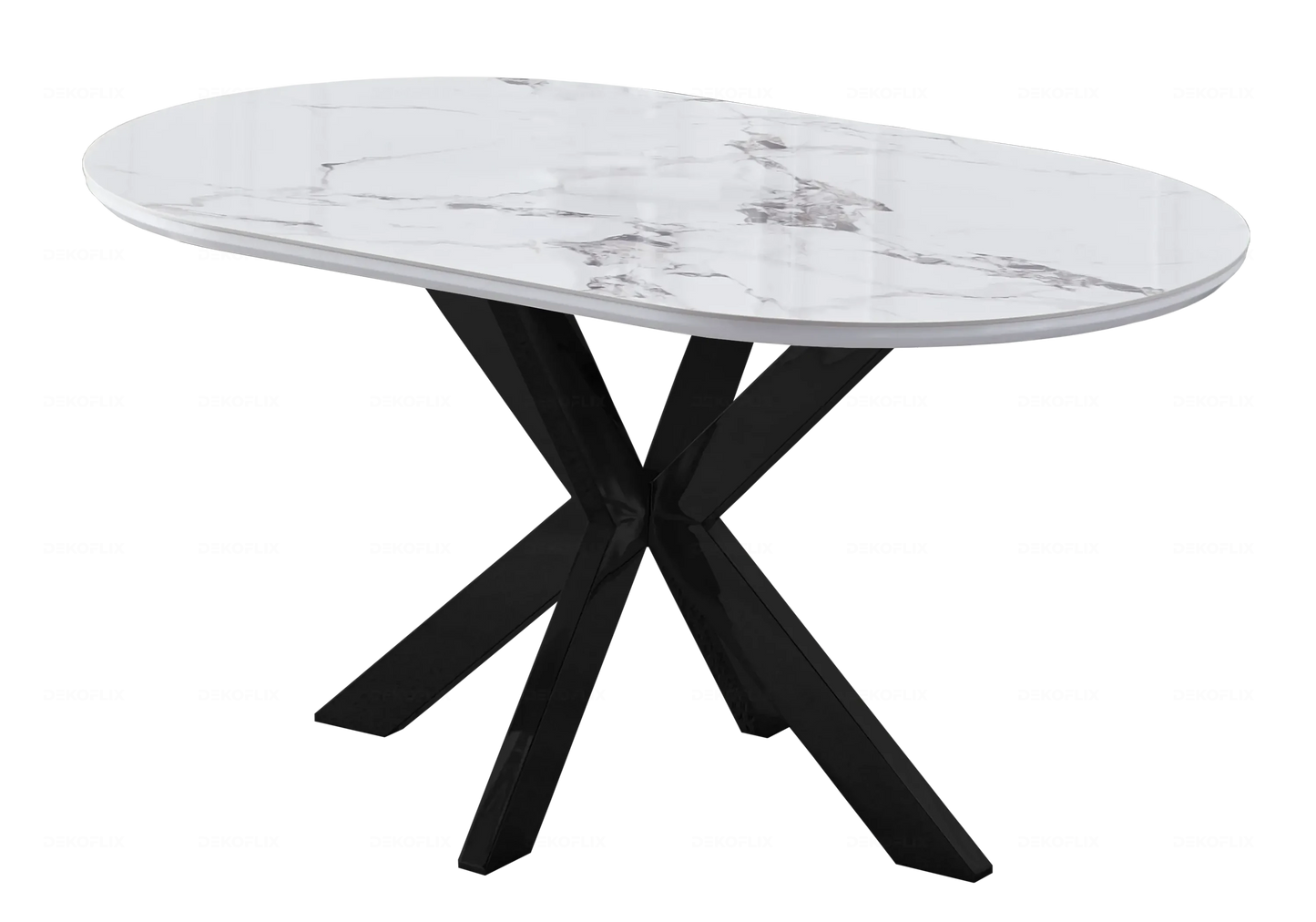 Table à manger noire céramique marbre blanc OTHO - DEKOFLIX
