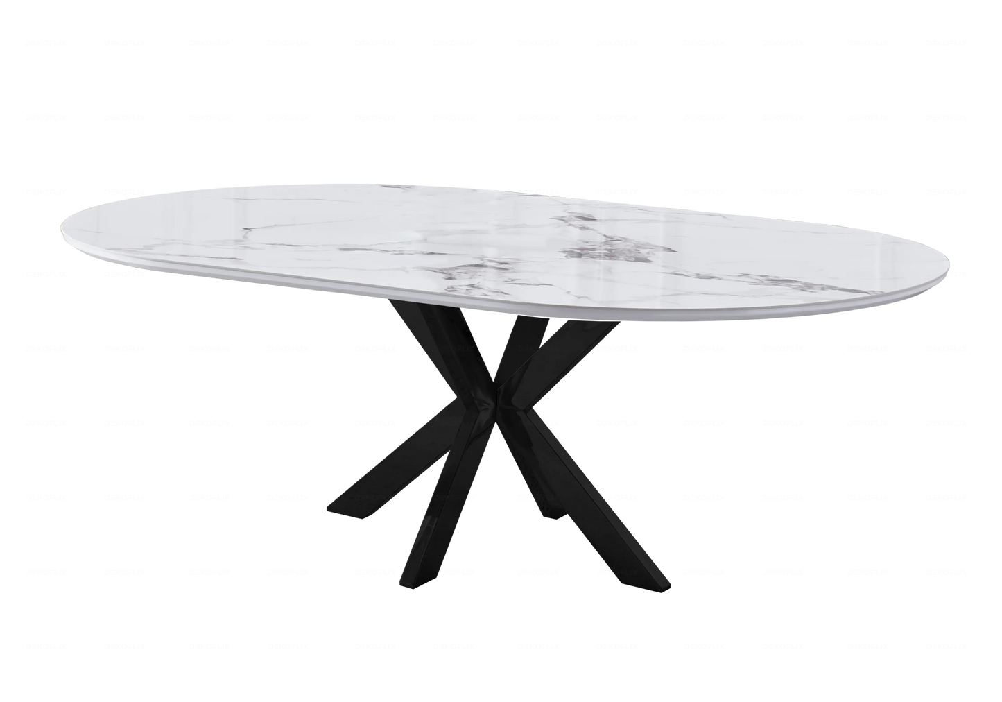 Table Marbre Blanc et Chaises Noires – NORA - DEKOFLIX