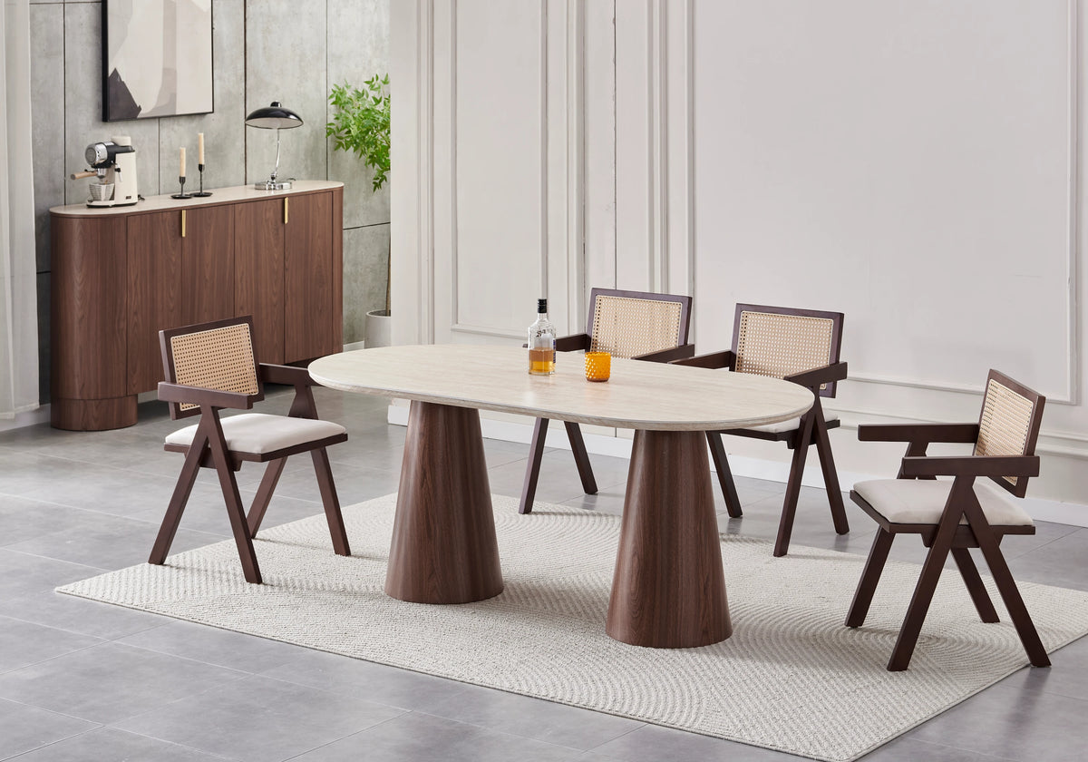 Table basse ovale noyer travertin - Monza