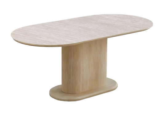 Table à manger travertin ovale scandinave – INAYA