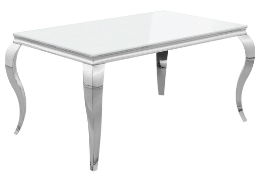 Table à manger verre blanc pied argent – NEO