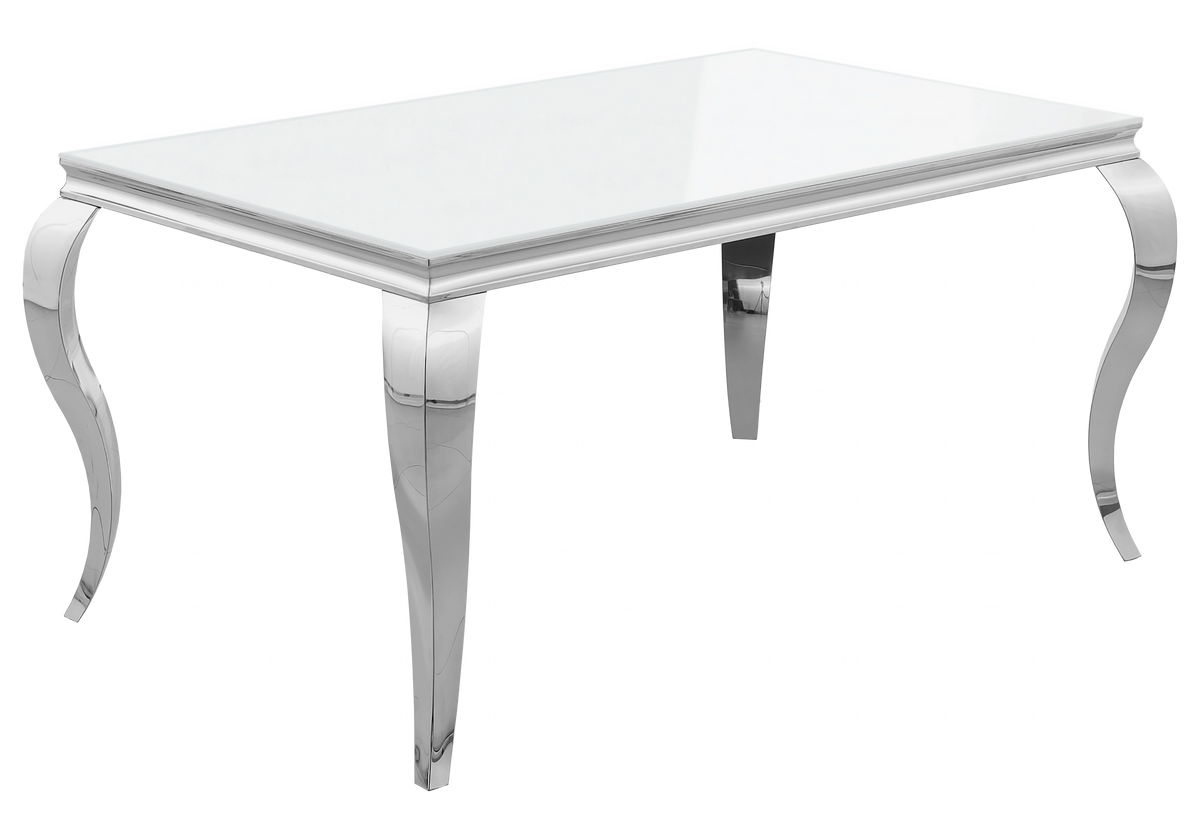 Ensemble table verre blanc et 4 chaises argent – Neo