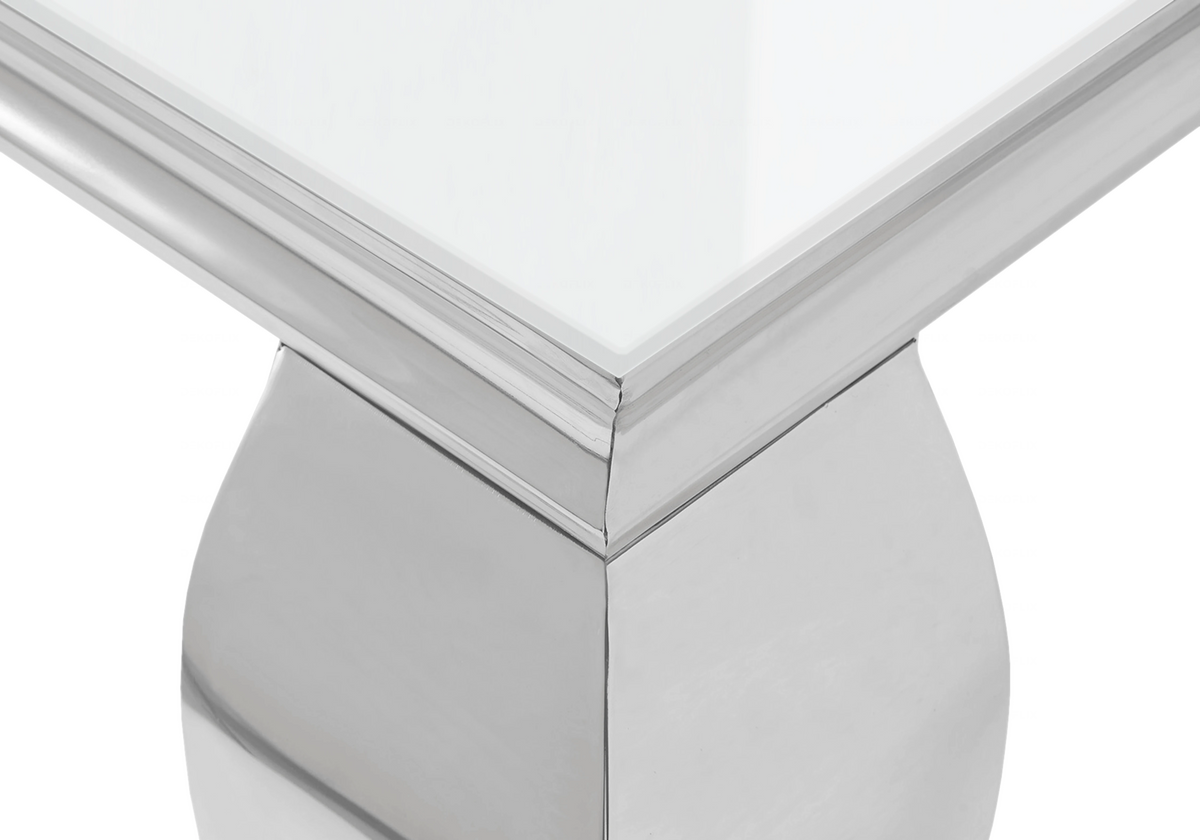 Table basse rectangulaire verre blanc argent - Neo