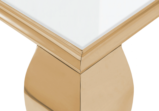 Bout de canapé verre blanc pied doré - NEO
