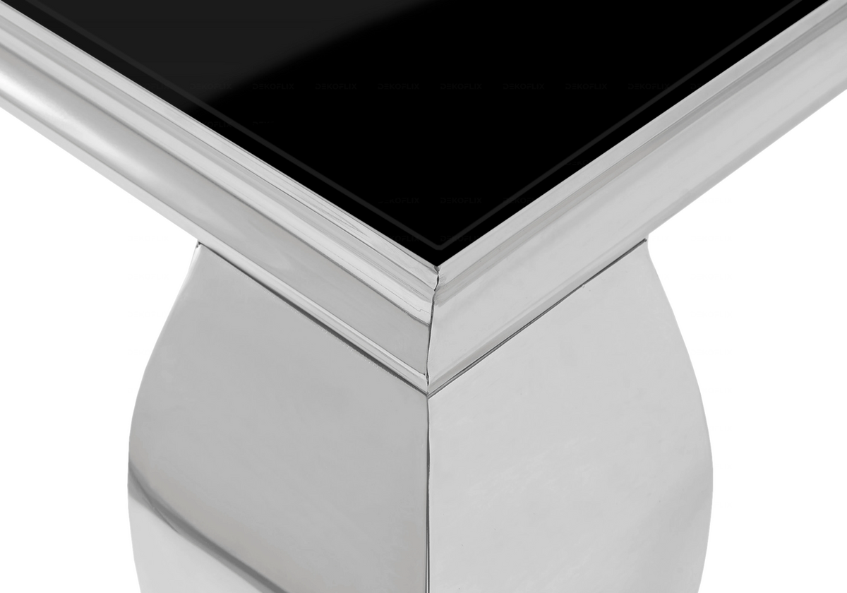 Table basse rectangulaire verre noir argent - Neo
