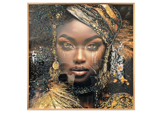Tableau femme africaine cristaux dorés – NALA