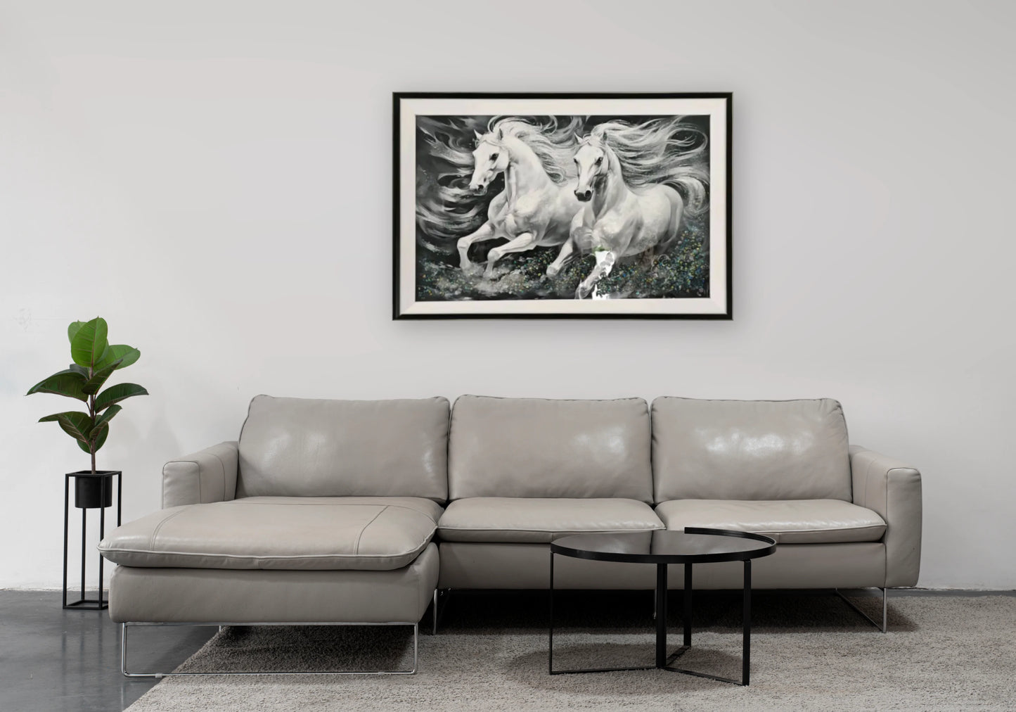 Tableau chevaux blancs éclats cristaux – STALLION