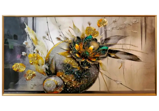 Tableau cristaux fleur dorée relief chic – FLORIA