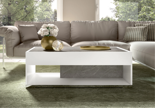 Table Basse Marbre Gris Moderne Élégante - Collection Mara - DEKOFLIX