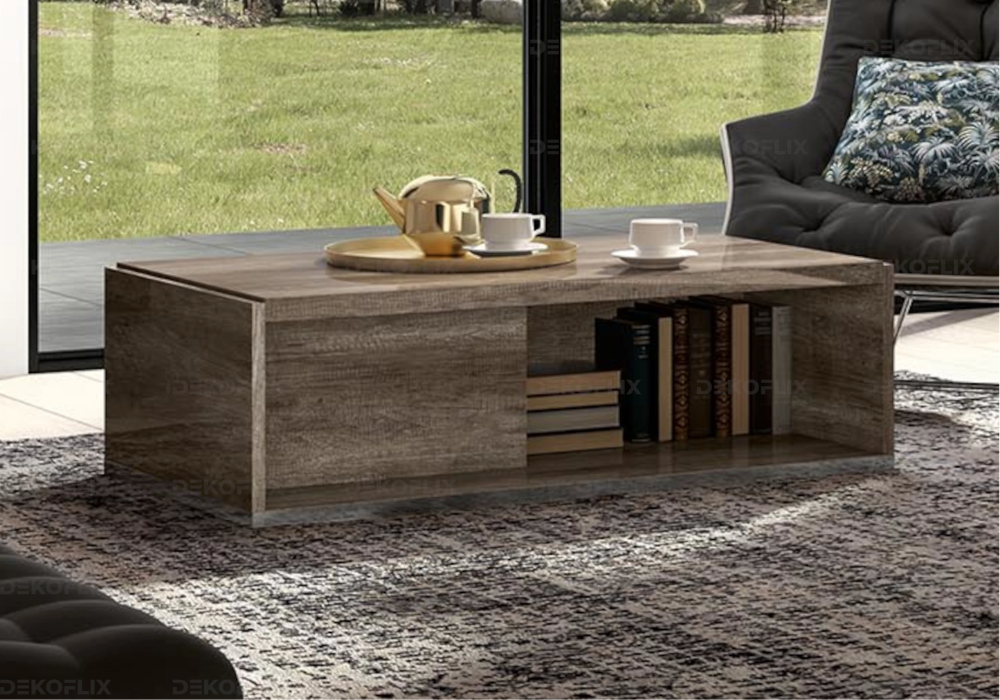 Table Basse Chêne Nostalgique Salon Design - Collection Medea - DEKOFLIX