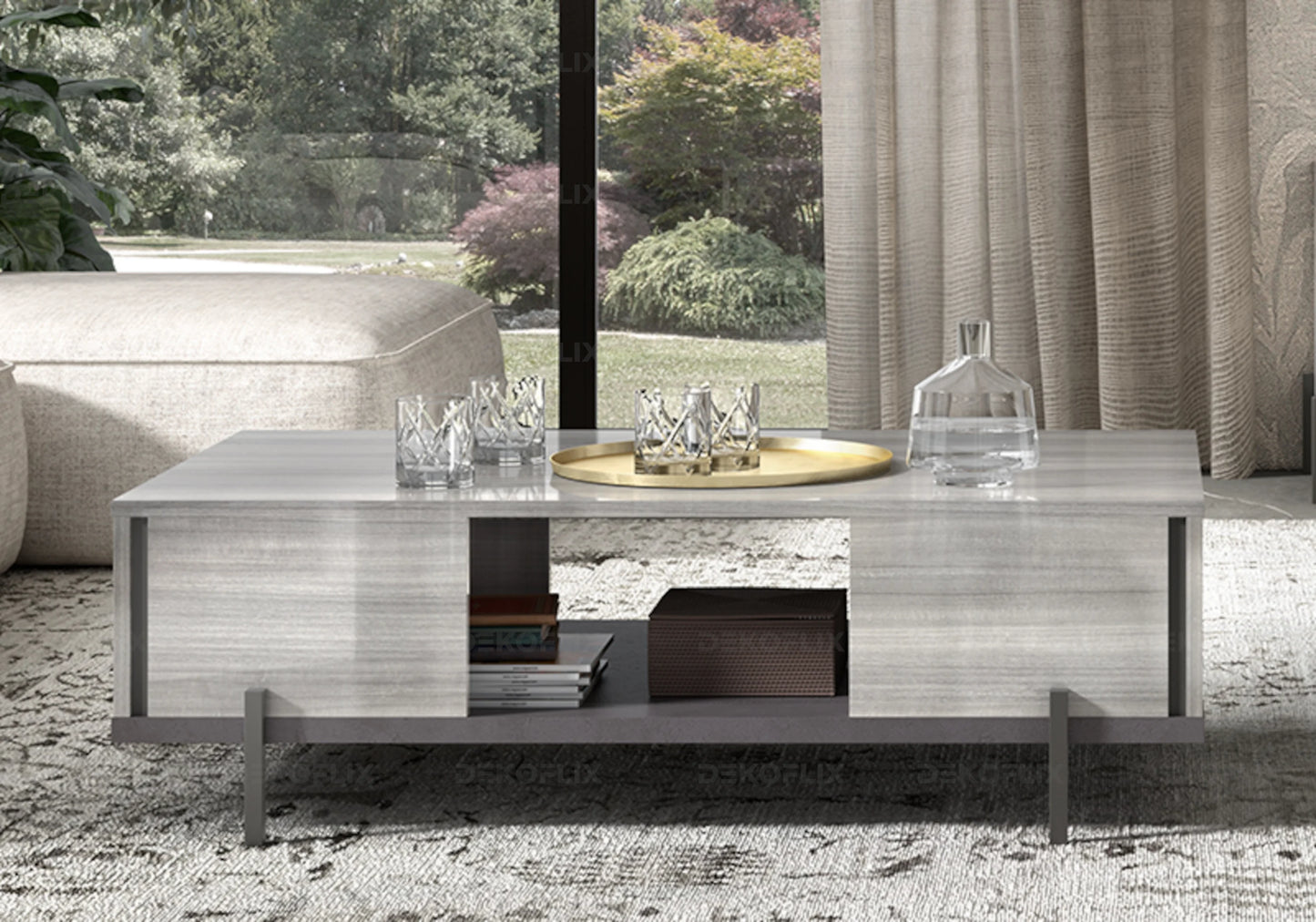 Table Basse Gris Argent, Modernité Chic - Collection Mia - DEKOFLIX