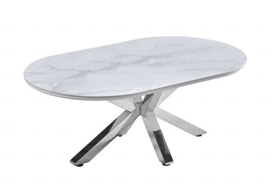 Table basse argentée céramique marbre blanc OTHO - DEKOFLIX