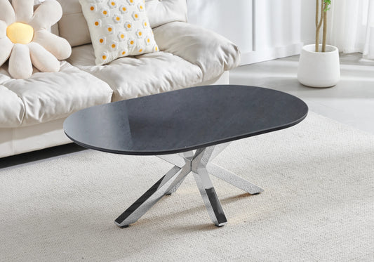Table basse argentée céramique noire OTHO - DEKOFLIX