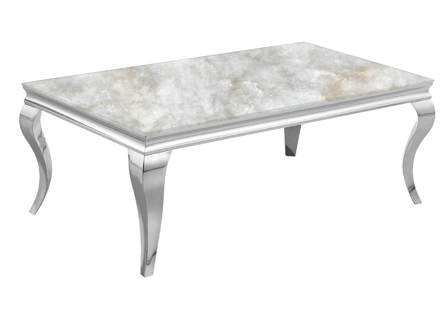 Table marbre beige et chaises velours gris argent – NEO