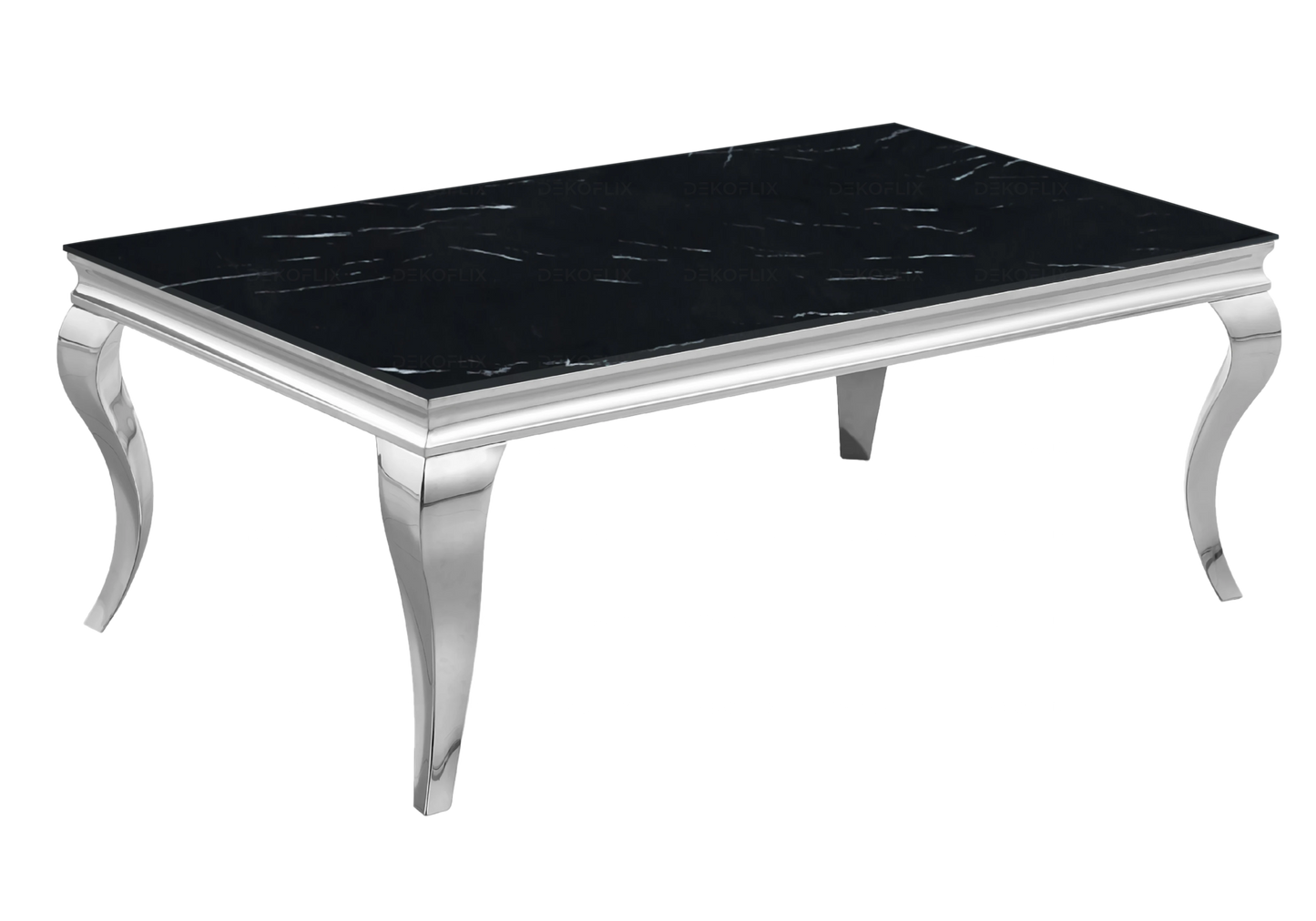 Table marbre noir et chaises velours noir argent - NEO