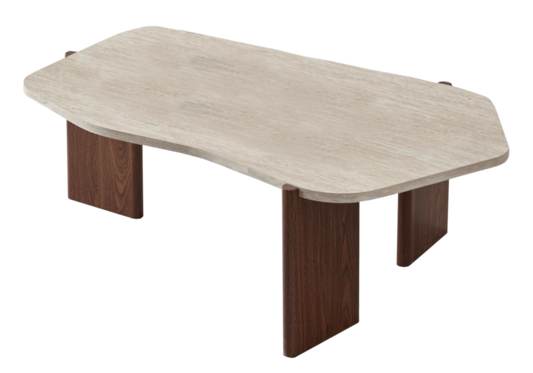 Table basse rectangulaire arrondie travertin – ZORA