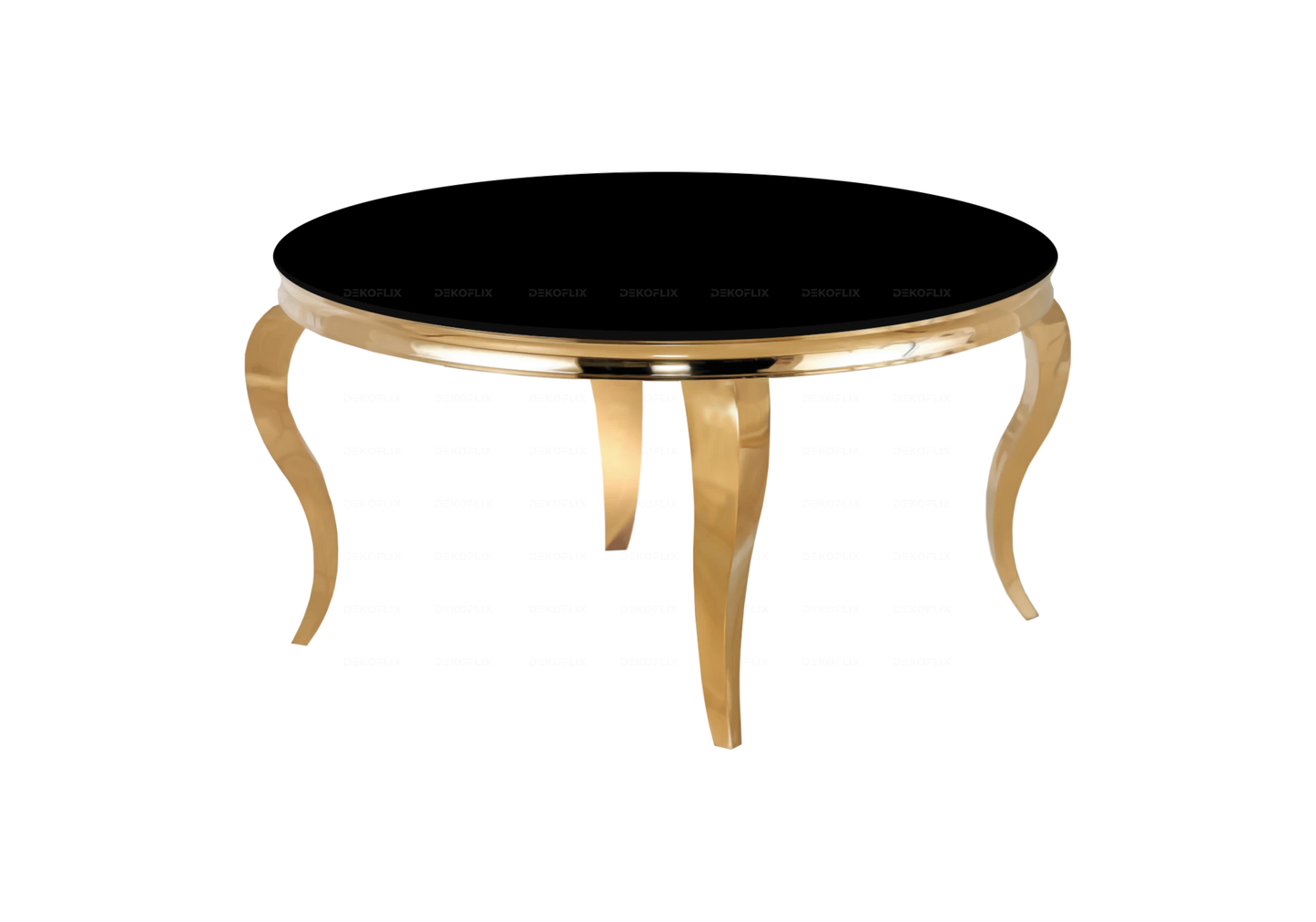 Table ronde verre noir et chaises ardoise dorée – NEO