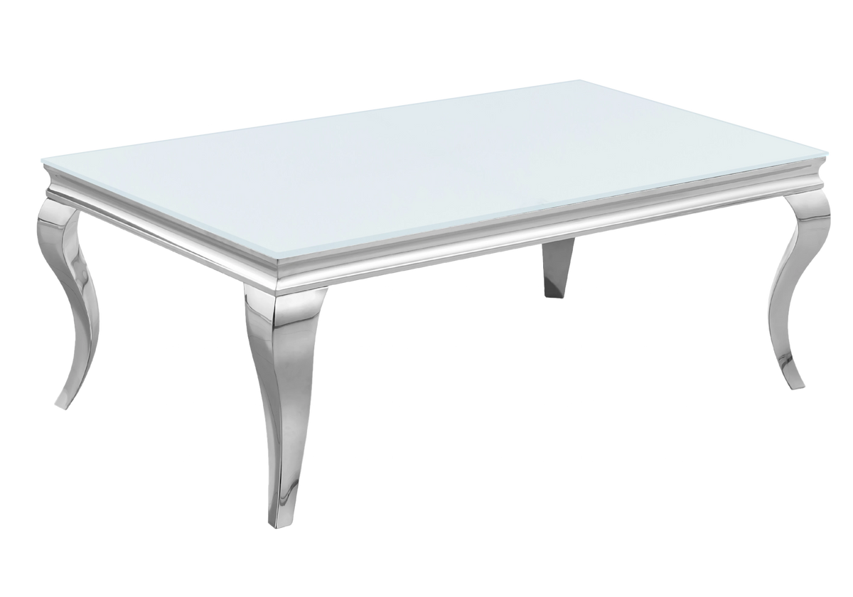 Table basse rectangulaire verre blanc argent - Neo