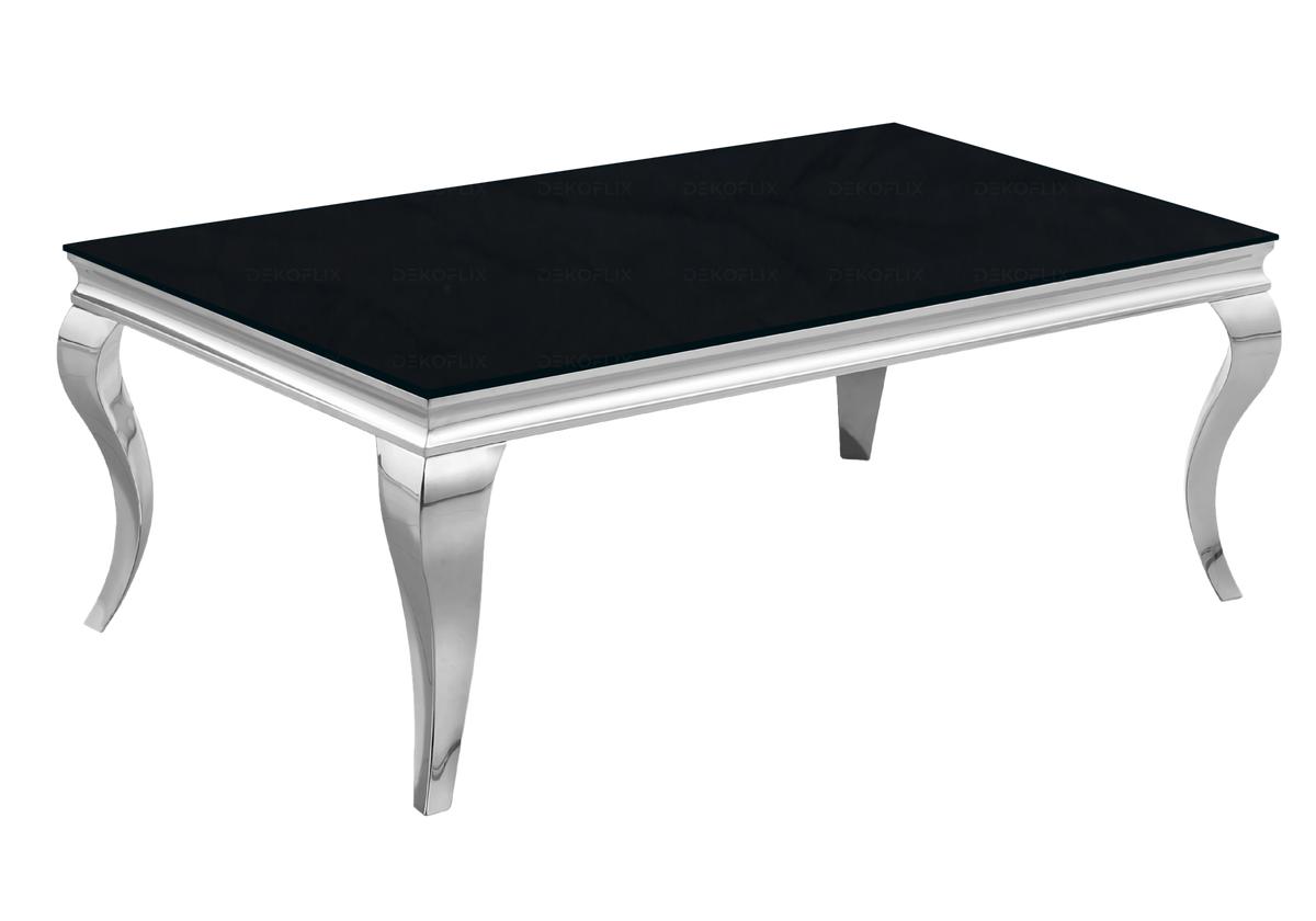 Table basse rectangulaire verre noir argent - Neo