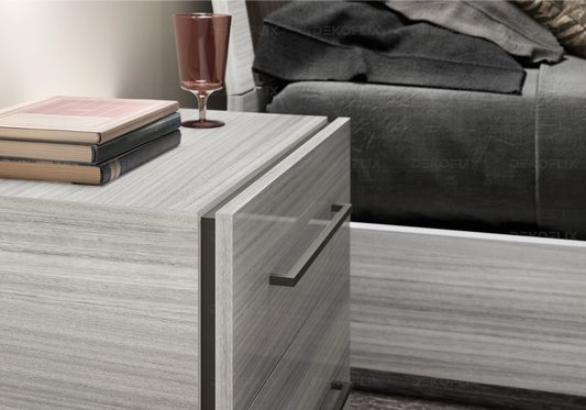 Tables de Chevet Gris Argent – Élégance Compacte Collection Mia - DEKOFLIX