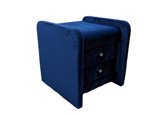 Table de chevet en velours bleu SOFT