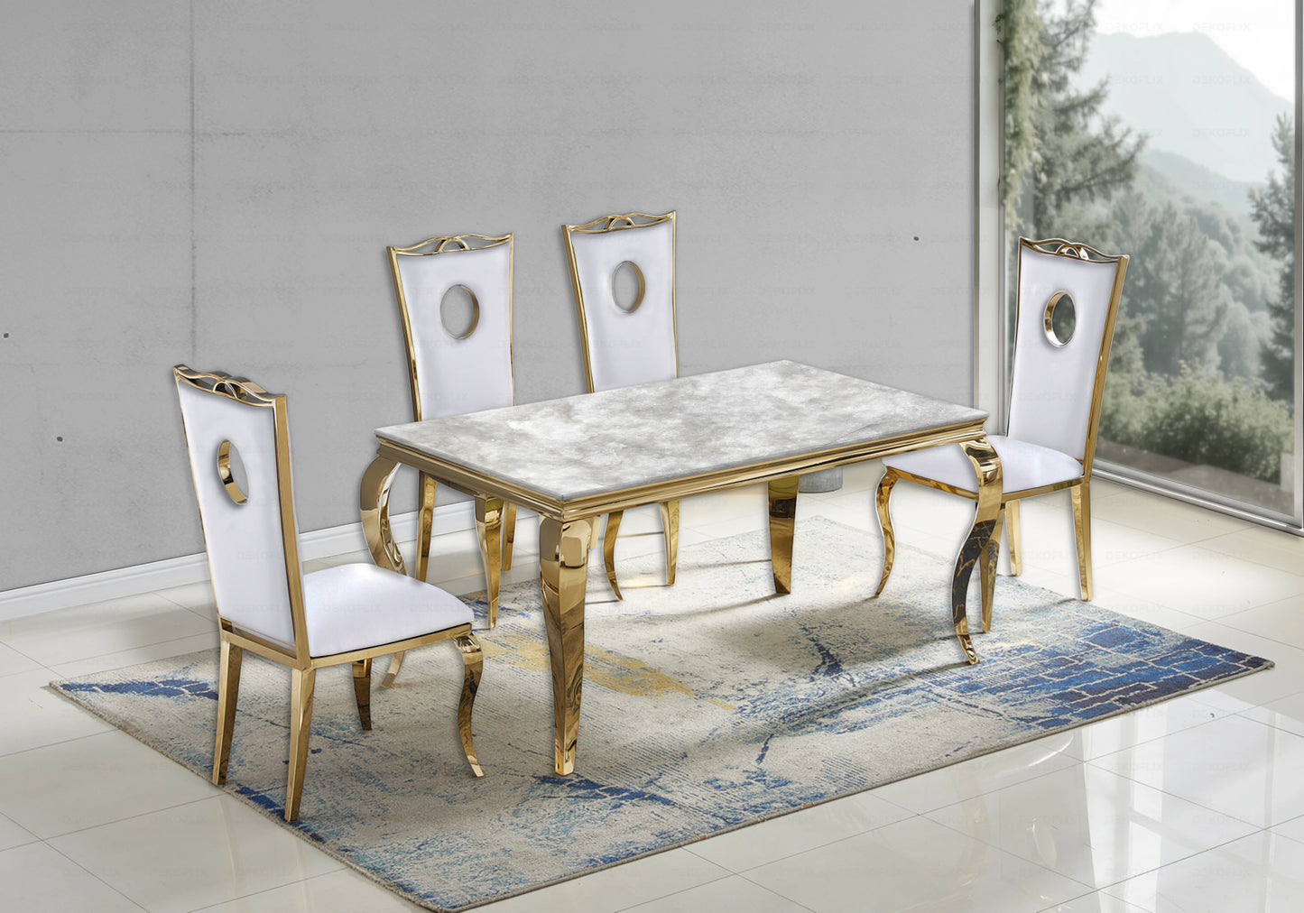 Table basse marbre beige pied argent - NEO