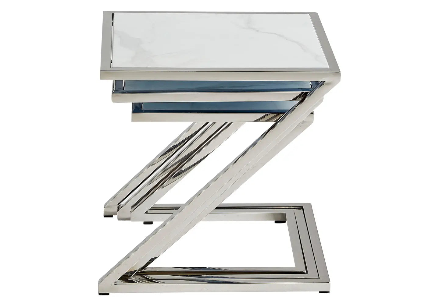 Tables gigognes chrome marbre blanc ZAKI New Design
