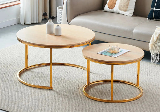 Tables gigognes doré bois chêne OREA New Design