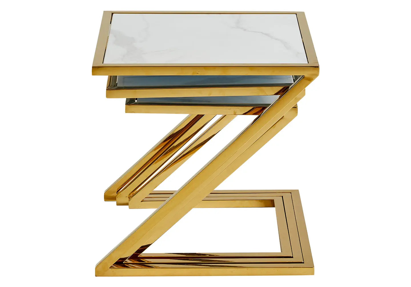 Tables gigognes dorées marbre blanc ZAKI New Design