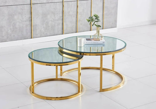 Tables gigognes dorées miroir OREA New Design