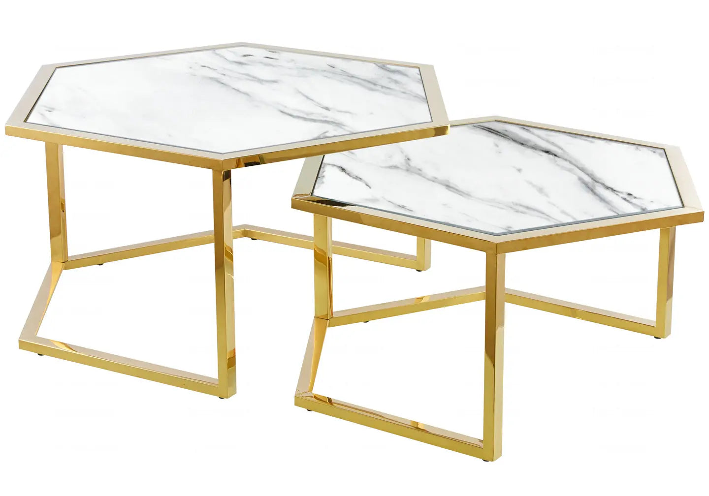 Tables gigognes dorées verre blanc GIANA New Design