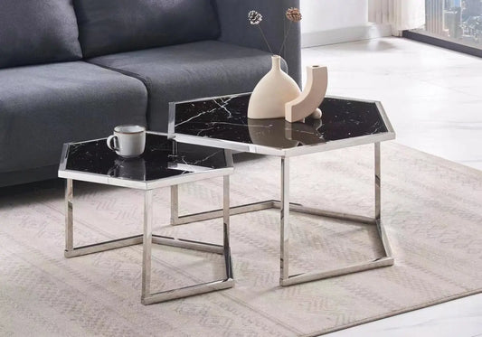 Tables gigognes marbre noir GIANA New Design