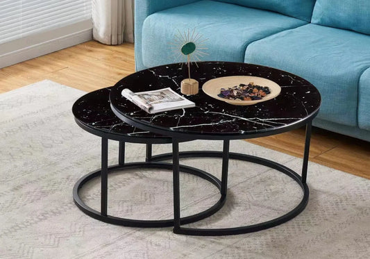 Tables gigognes noires marbre noir OREA New Design
