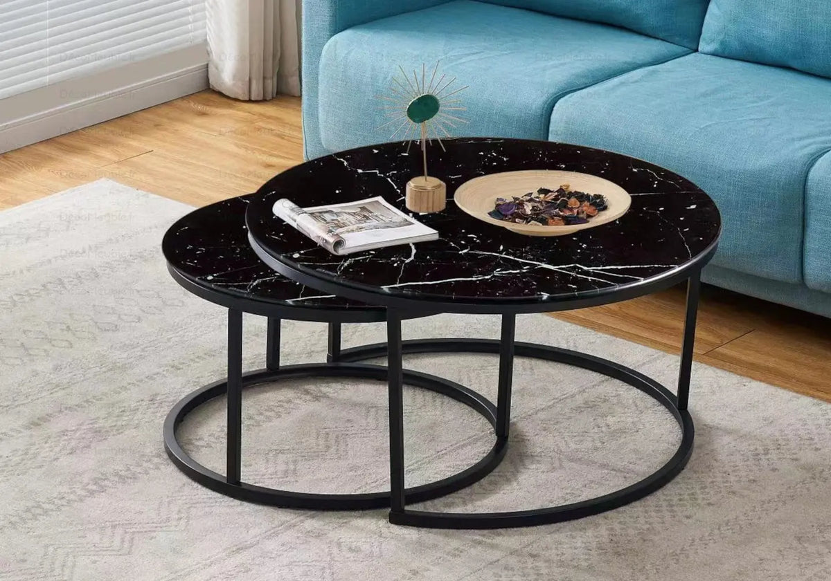 Tables gigognes noires marbre noir OREA New Design