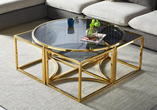 Tables gigognes rondes dorée noir PIO New Design