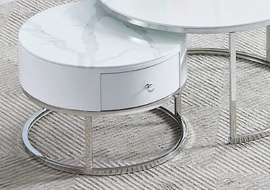 Tables rondes gigognes marbre blanc OREA New Design