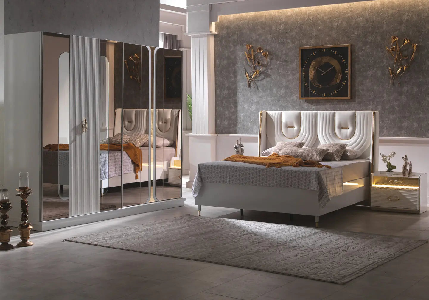 Tête de lit capitonnée crème ROMANO Slims Mobilya