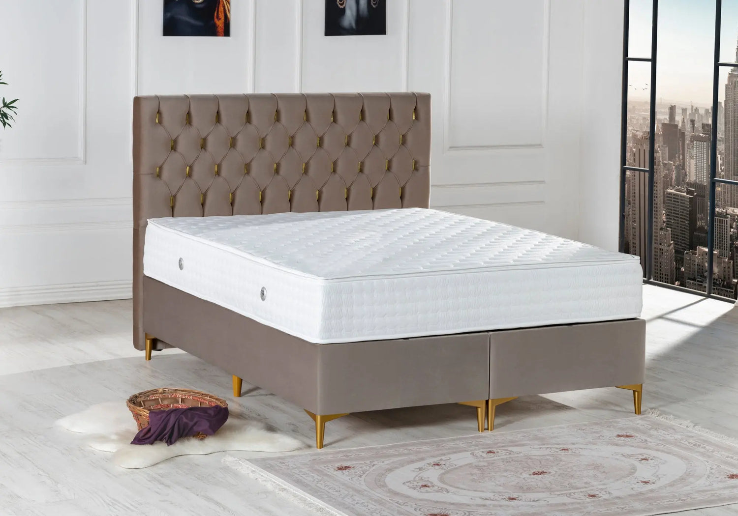 Tête de lit capitonnée velours marron SERRA kelekci.com